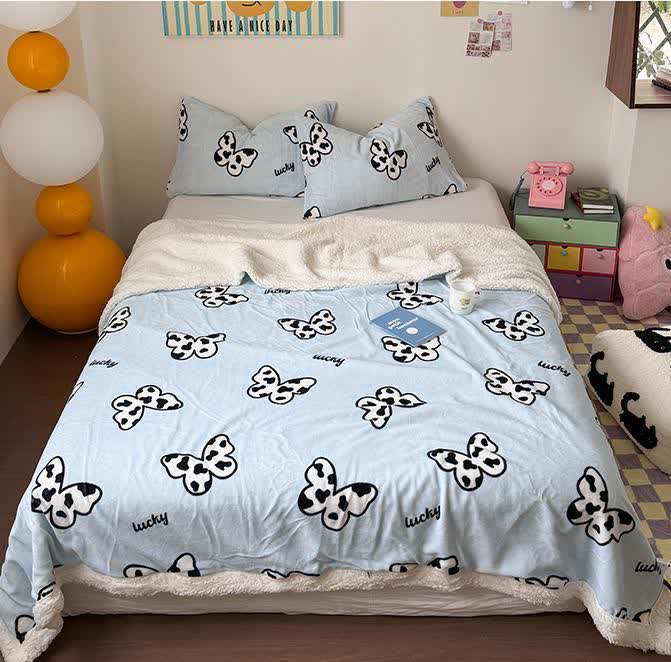 Housse de couette Sherpa motif papillon mignon
