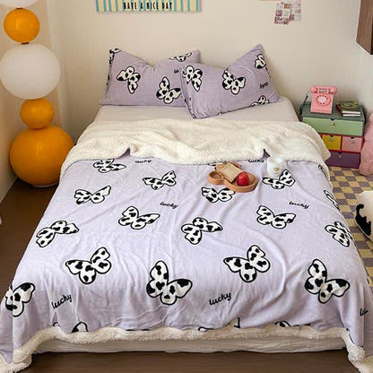 Housse de couette Sherpa motif papillon mignon