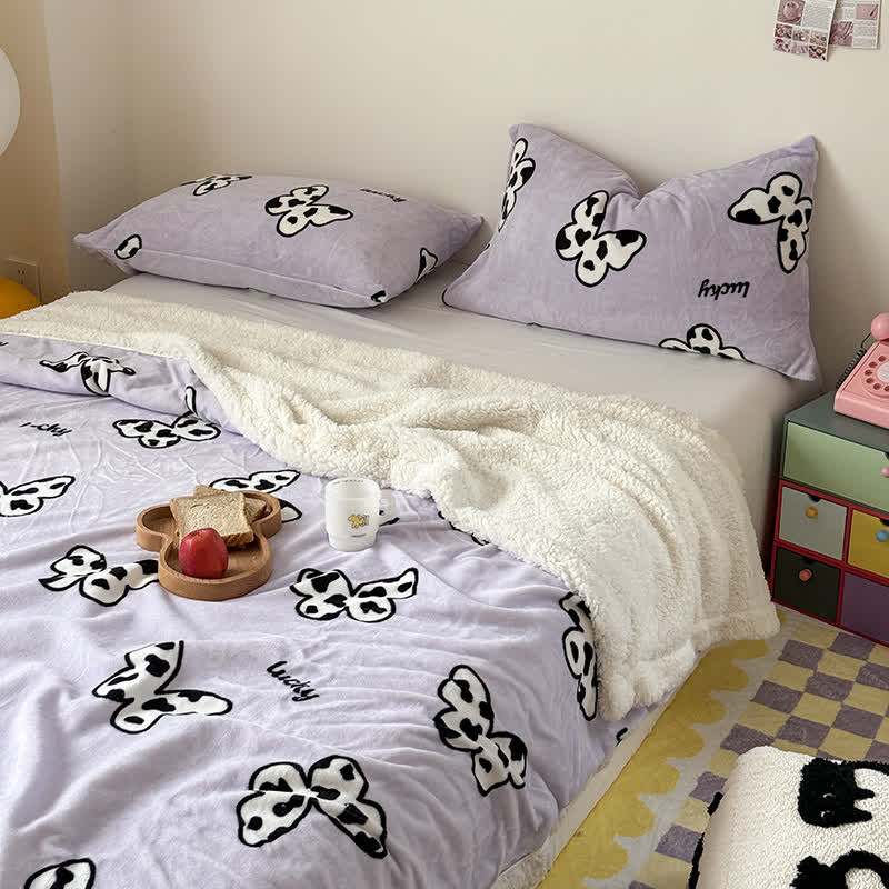 Housse de couette Sherpa motif papillon mignon