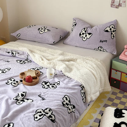 Housse de couette Sherpa motif papillon mignon