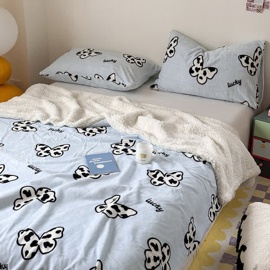 Housse de couette Sherpa motif papillon mignon