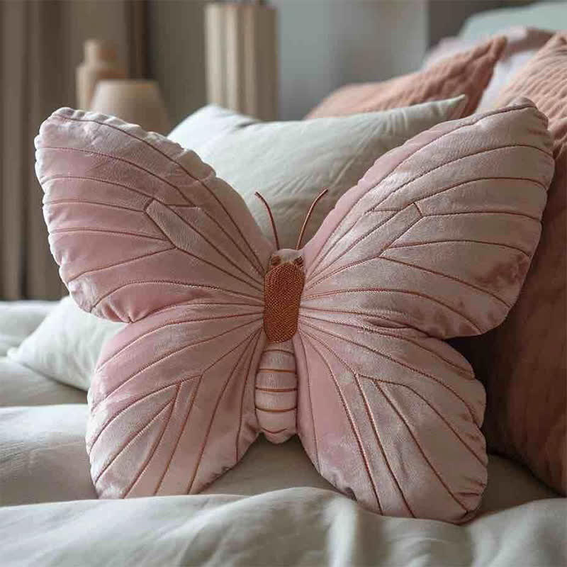 Coussin décoratif doux en forme de papillon pour filles