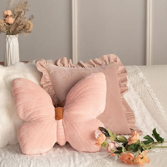 Coussin décoratif doux en forme de papillon pour filles