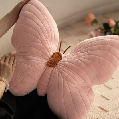 Coussin décoratif doux en forme de papillon pour filles