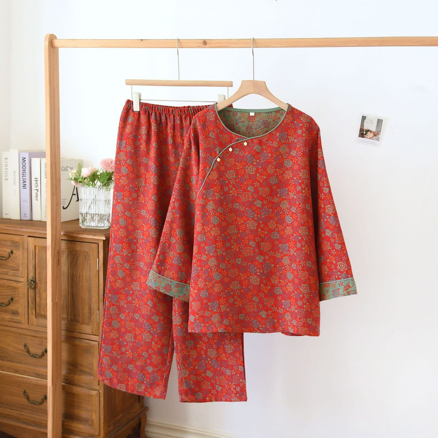 Ensemble pyjama en gaze de coton à neuf manches