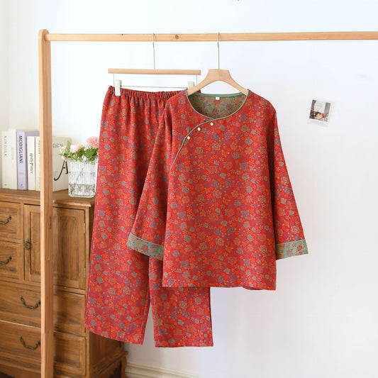 Ensemble pyjama en gaze de coton à neuf manches