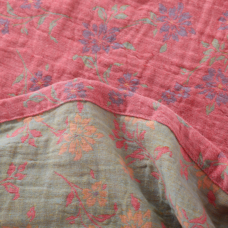 Ensemble pyjama en gaze de coton à motif floral et fermeture grenouille
