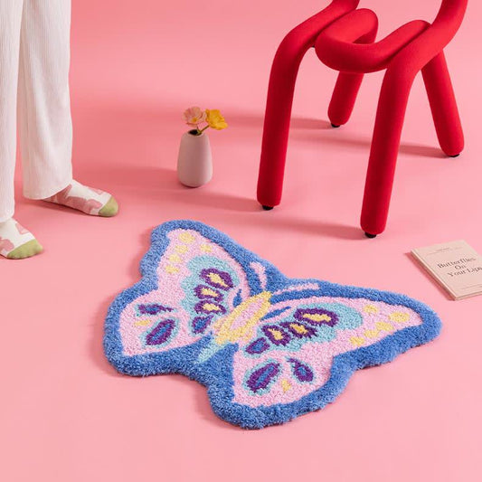 Tapis antidérapant en forme de papillon pour filles