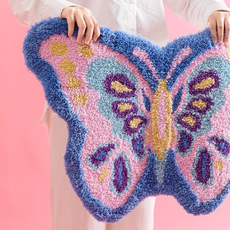 Tapis antidérapant en forme de papillon pour filles