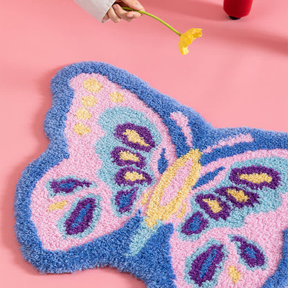 Tapis antidérapant en forme de papillon pour filles