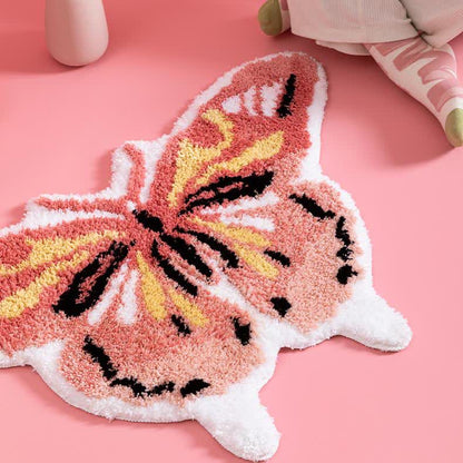 Tapis doux antidérapant avec motif papillon pastoral