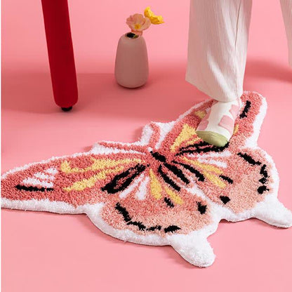 Tapis doux antidérapant avec motif papillon pastoral