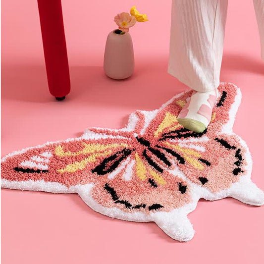 Tapis doux antidérapant avec motif papillon pastoral