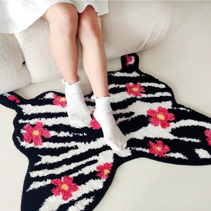 Tapis doux et décoratif avec motif floral zébré