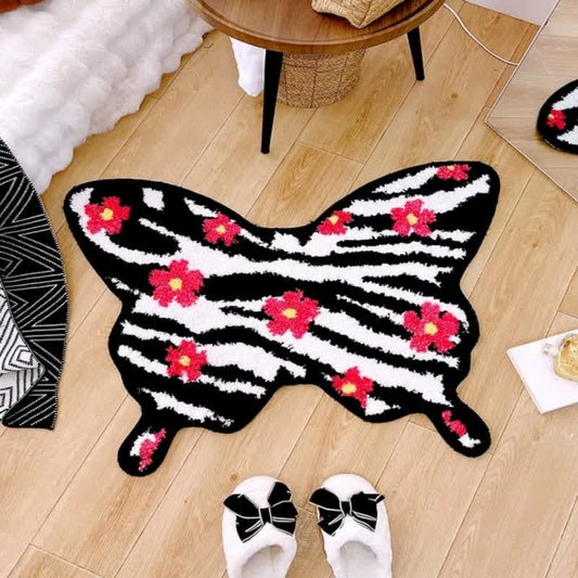 Tapis doux et décoratif avec motif floral zébré