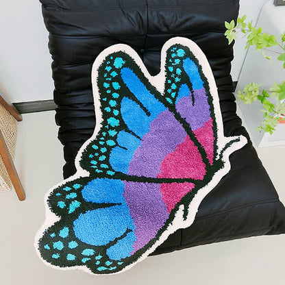 Tapis rustique antidérapant avec papillon volant