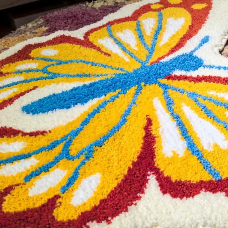 Tapis décoratif doux avec motif papillon pastoral