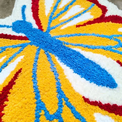 Tapis décoratif doux avec motif papillon pastoral