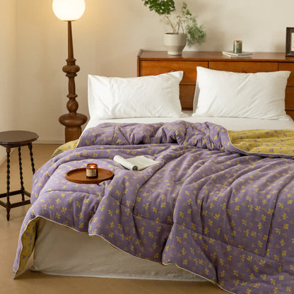 Couette double épaisseur en gaze jacquard à motif floral