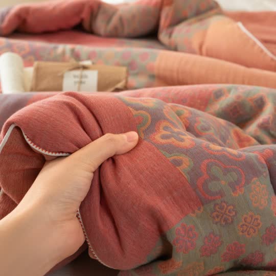 Couette douce en gaze de coton jacquard de style rétro
