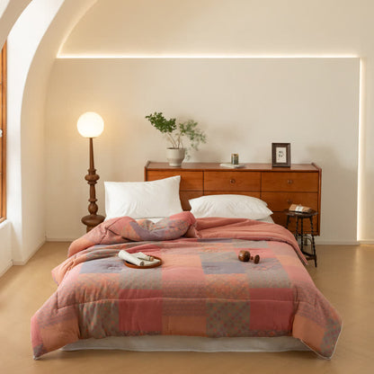 Couette douce en gaze de coton jacquard de style rétro