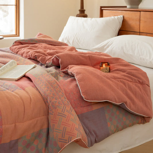 Couette douce en gaze de coton jacquard de style rétro
