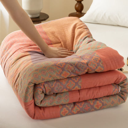 Couette douce en gaze de coton jacquard de style rétro