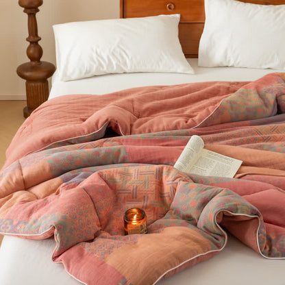 Couette douce en gaze de coton jacquard de style rétro