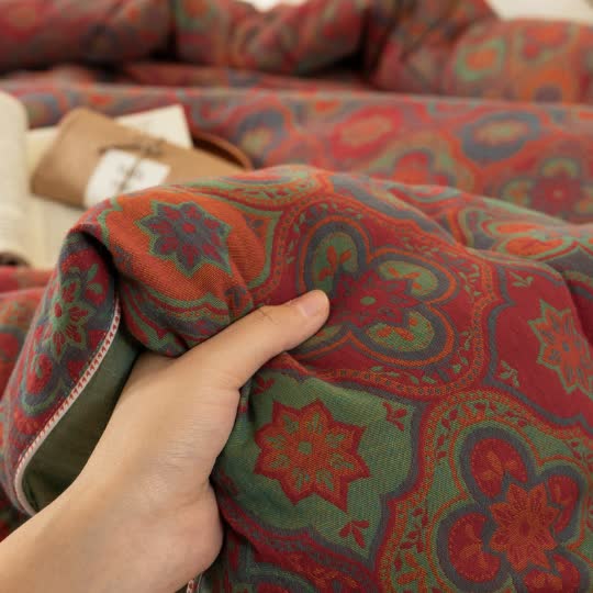 Couette douce en gaze de coton jacquard vintage