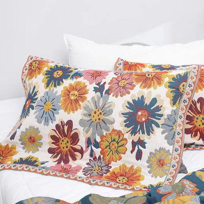 Couette réversible en coton avec des fleurs aux couleurs vives