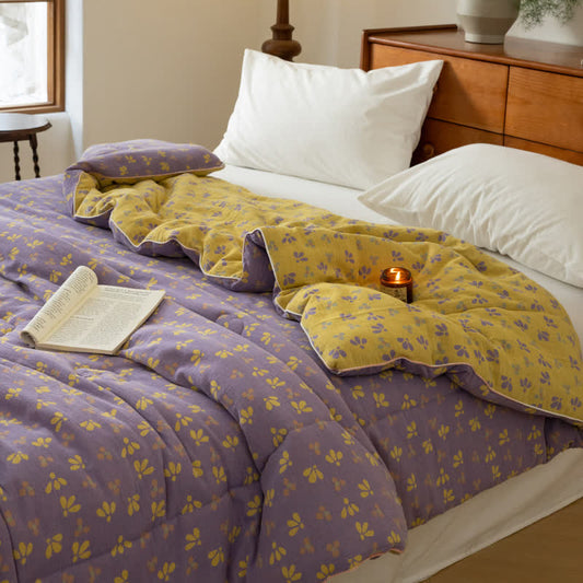 Couette double épaisseur en gaze jacquard à motif floral