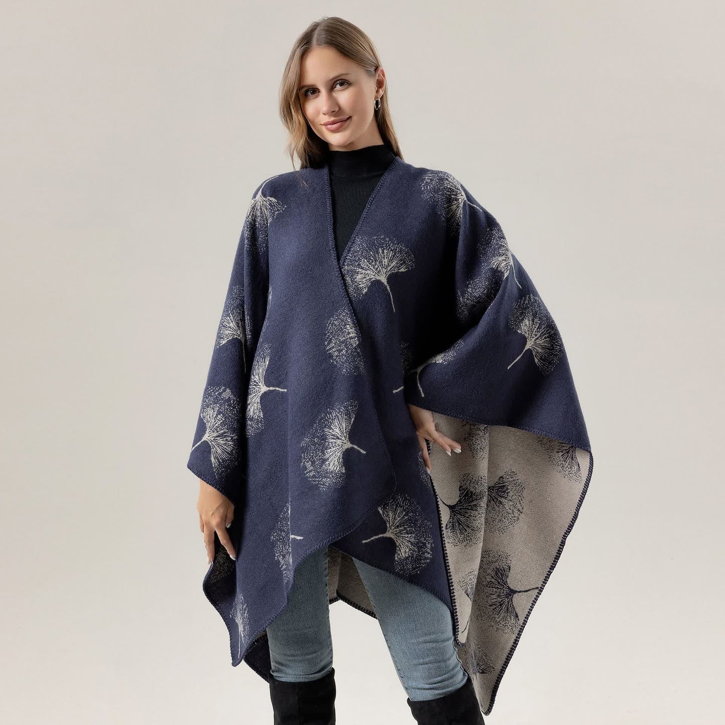 Écharpe de voyage luxueuse en feuille de ginkgo