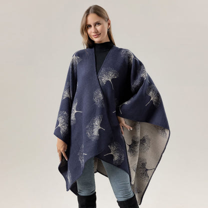 Écharpe de voyage luxueuse en feuille de ginkgo