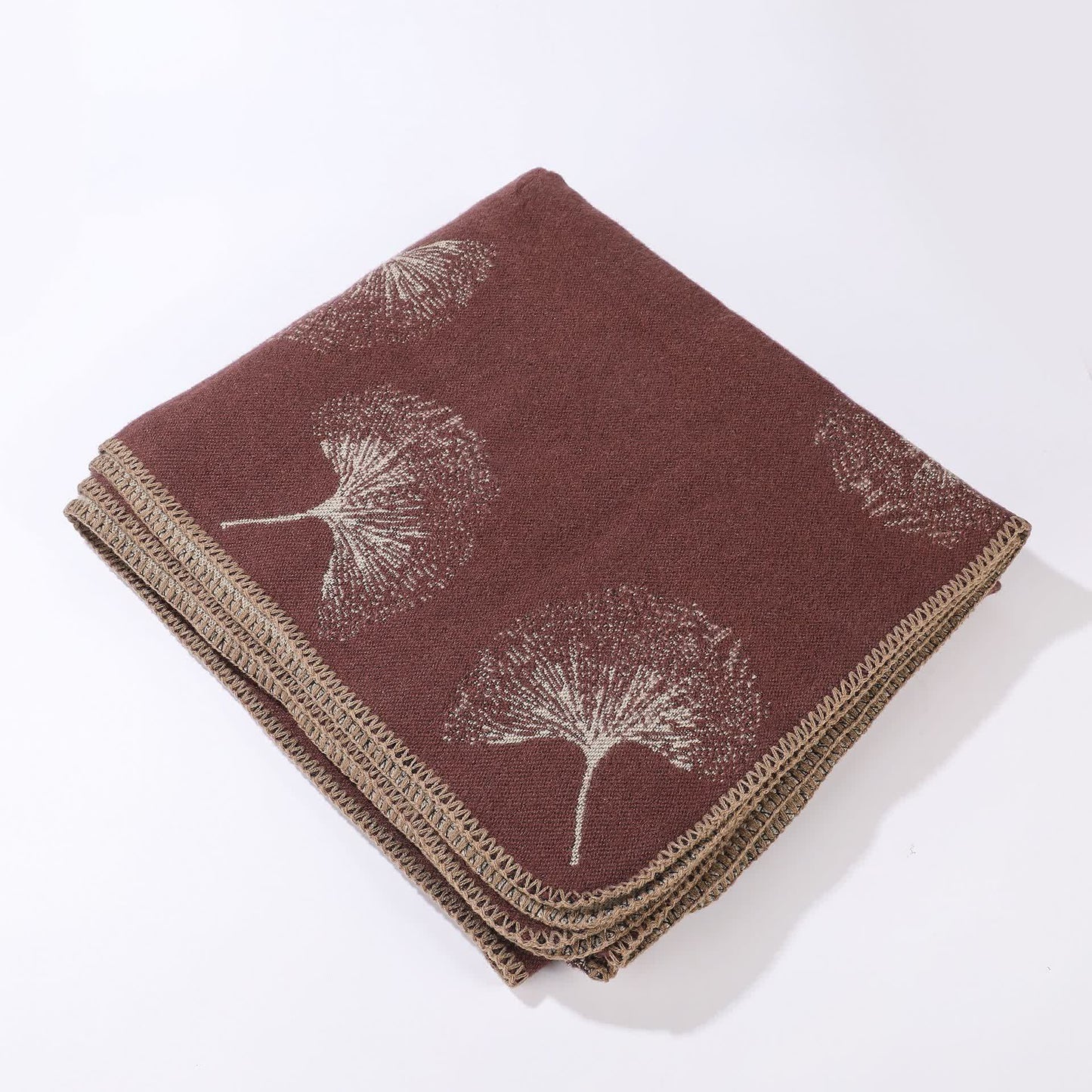 Écharpe de voyage luxueuse en feuille de ginkgo