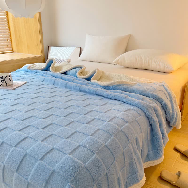 Couverture Sherpa douce avec texture en damier
