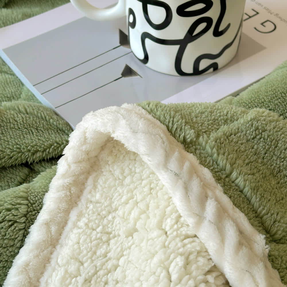 Couverture Sherpa douce avec texture en damier