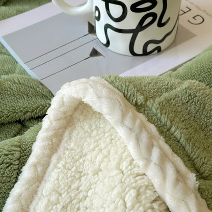 Couverture Sherpa douce avec texture en damier