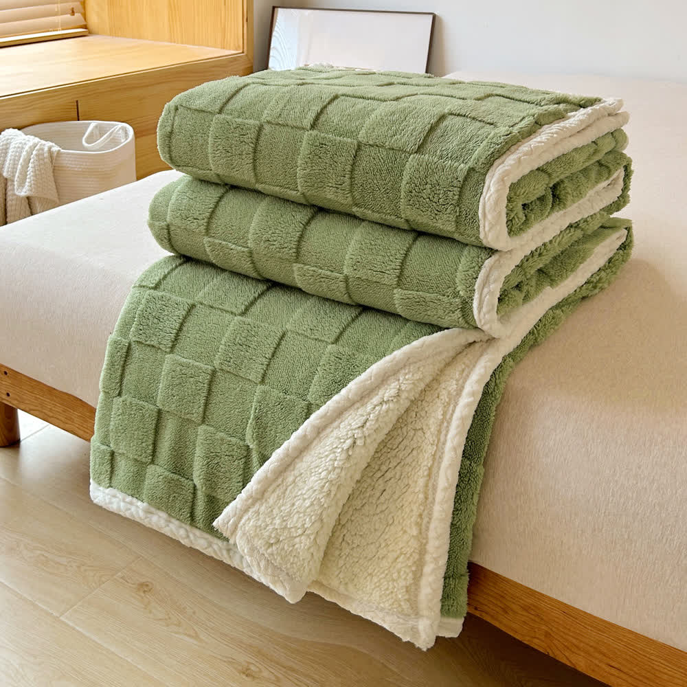 Couverture Sherpa douce avec texture en damier