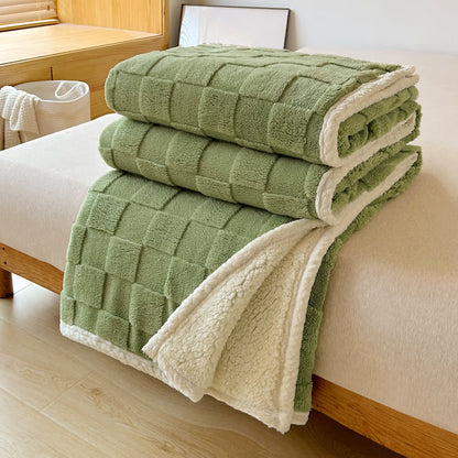 Couverture Sherpa douce avec texture en damier