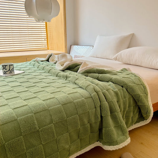 Couverture Sherpa douce avec texture en damier