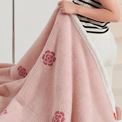 Couverture polaire à motif camélia pastoral girly