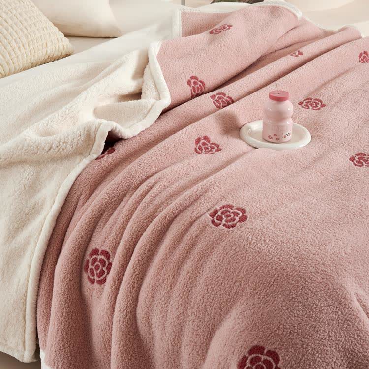 Couverture polaire à motif camélia pastoral girly