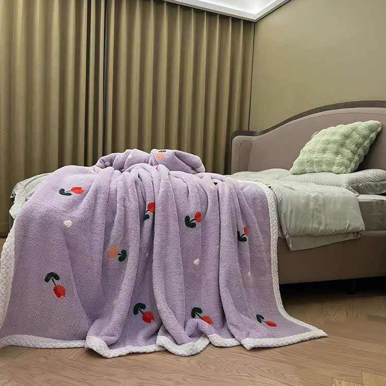 Couverture polaire douce avec motifs de tulipes pastorales