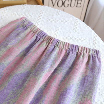 Ensemble pyjama en jacquard pur coton avec plumes