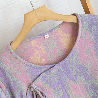 Ensemble pyjama en jacquard pur coton avec plumes