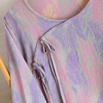 Ensemble pyjama en jacquard pur coton avec plumes