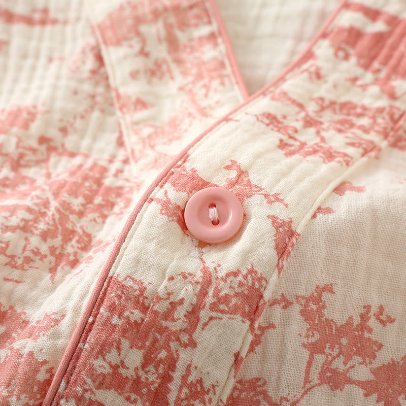 Ensemble pyjama kimono en gaze de coton rafraîchissant