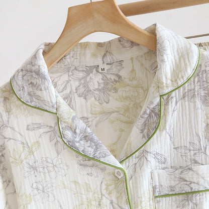Ensemble pyjama en gaze de coton à motif floral