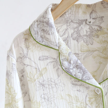 Ensemble pyjama en gaze de coton à motif floral
