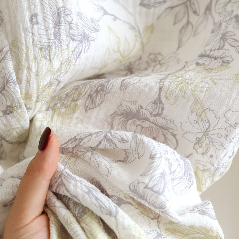 Ensemble pyjama en gaze de coton à motif floral